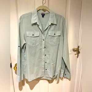 Patagonia Lightweight A/C buttondown LS green stripe M